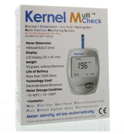 Kernel Multicheck plus meter HB Glucose Cholesterol (1 stuk)