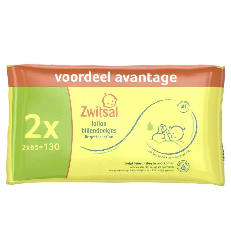 Zwitsal Billendoekjes met lotion (2 x 65 stuks)