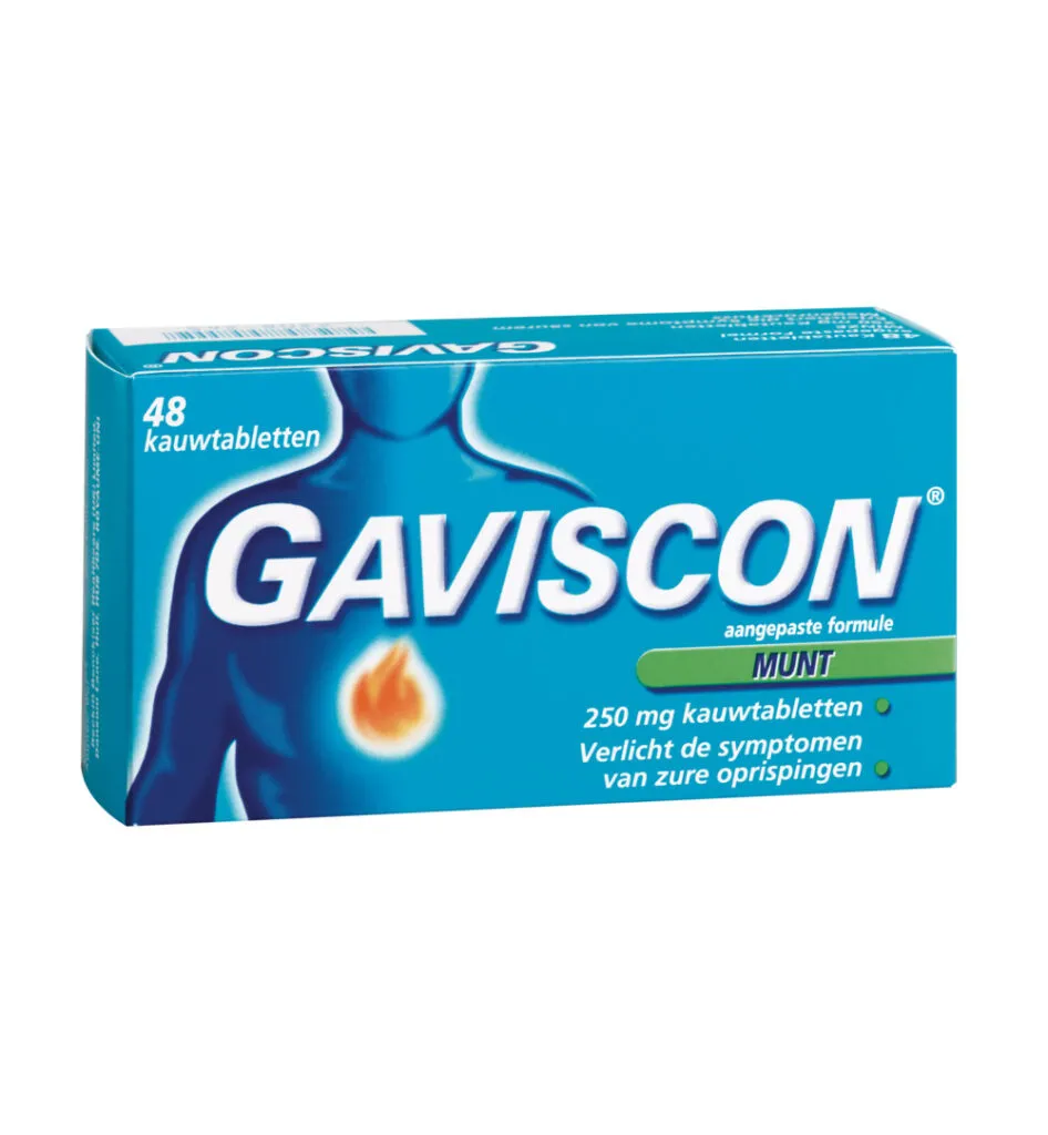 Gaviscon Pepermunt 250 (48 kauwtabletten)
