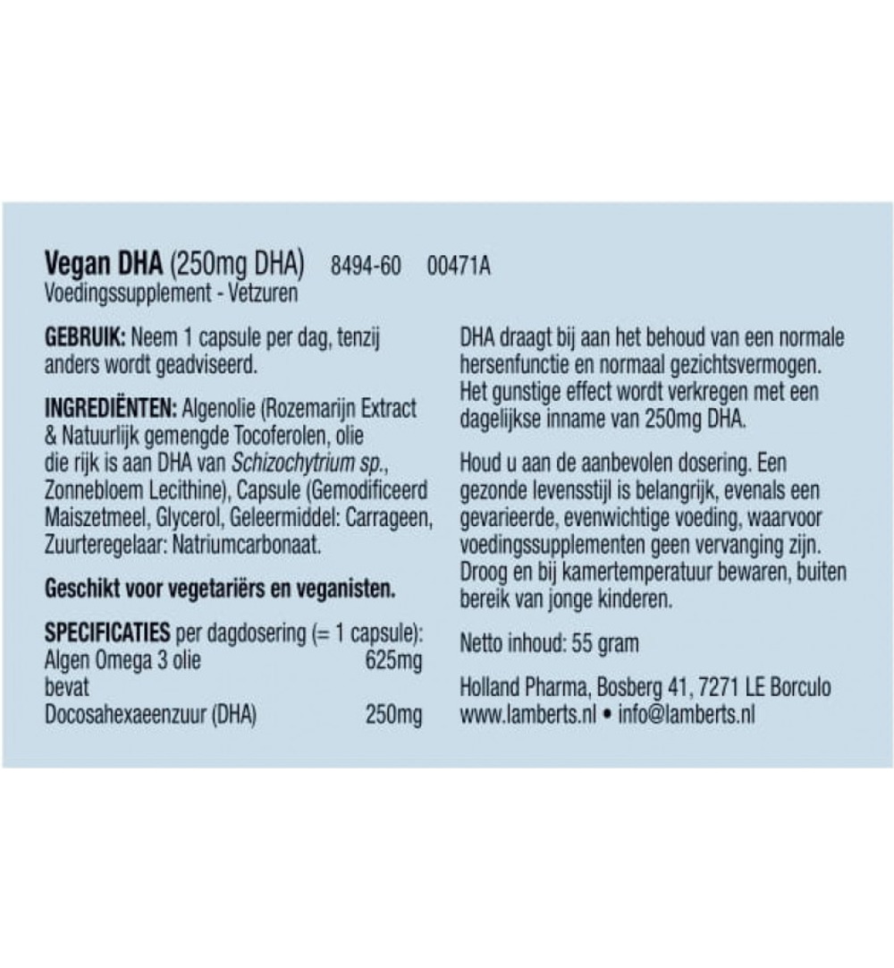 Lamberts Vegan Dha 250Mg (60 capsules)