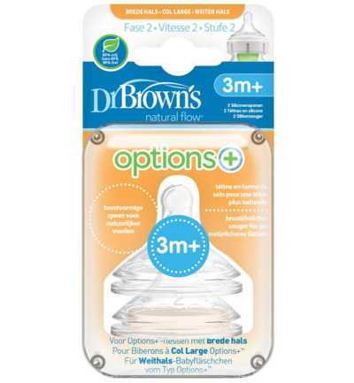 Dr Brown's Options+ speen fase 2 brede halsfles (2 stuks)