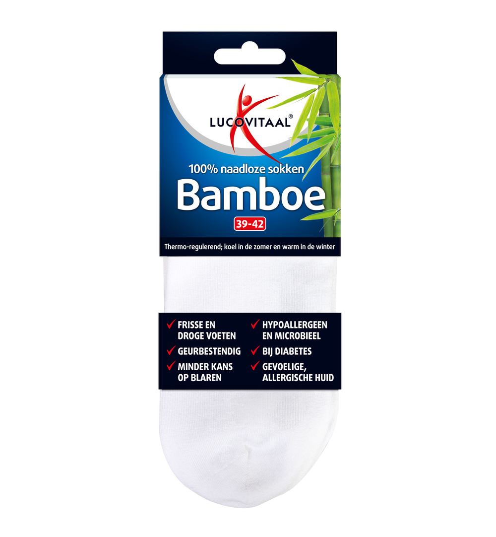 Lucovitaal Bamboe Enkelsokken Wit 39-42 (1 paar)