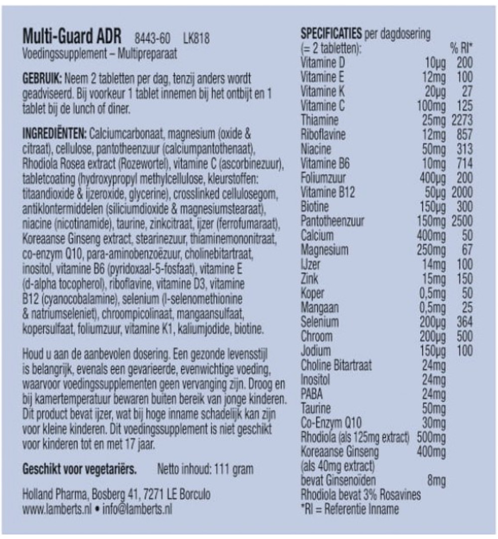 Lamberts Multi-guard ADR (60 tabletten)