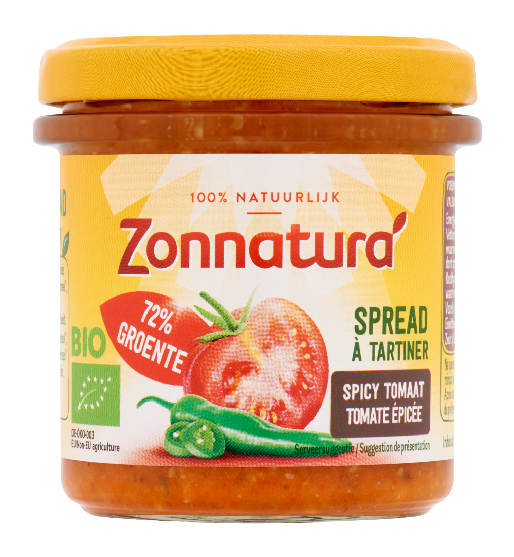 Zonnaturagroentespread spicy tomato bio (135 gr)