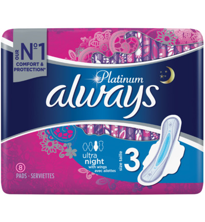 Always Maandverband platinum ultra night (8 stuks)
