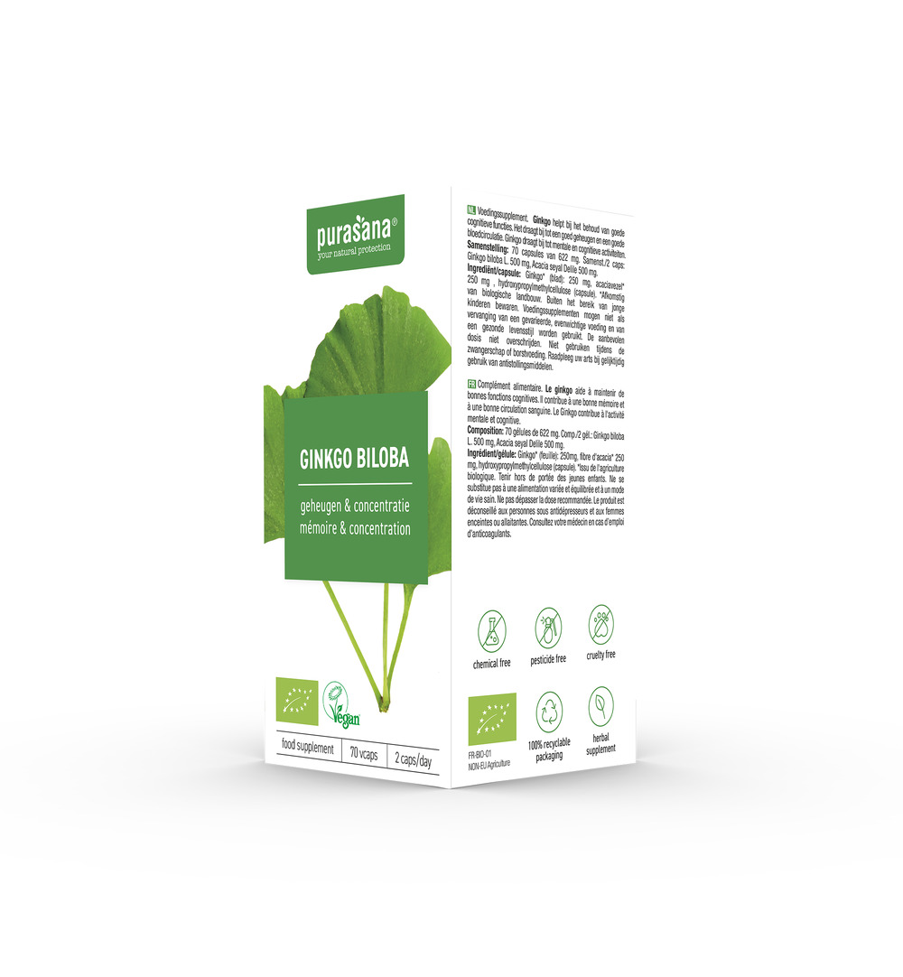 Purasana Ginkgo Biloba Vegan Bio (70 vega capsules) - image 4
