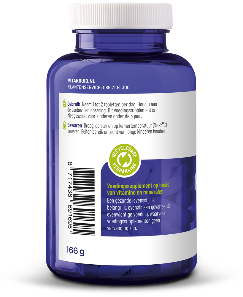 Vitakruid Magnesium 150 Malaat Met Vitamine B6 (P-5-P) (90 tabletten)