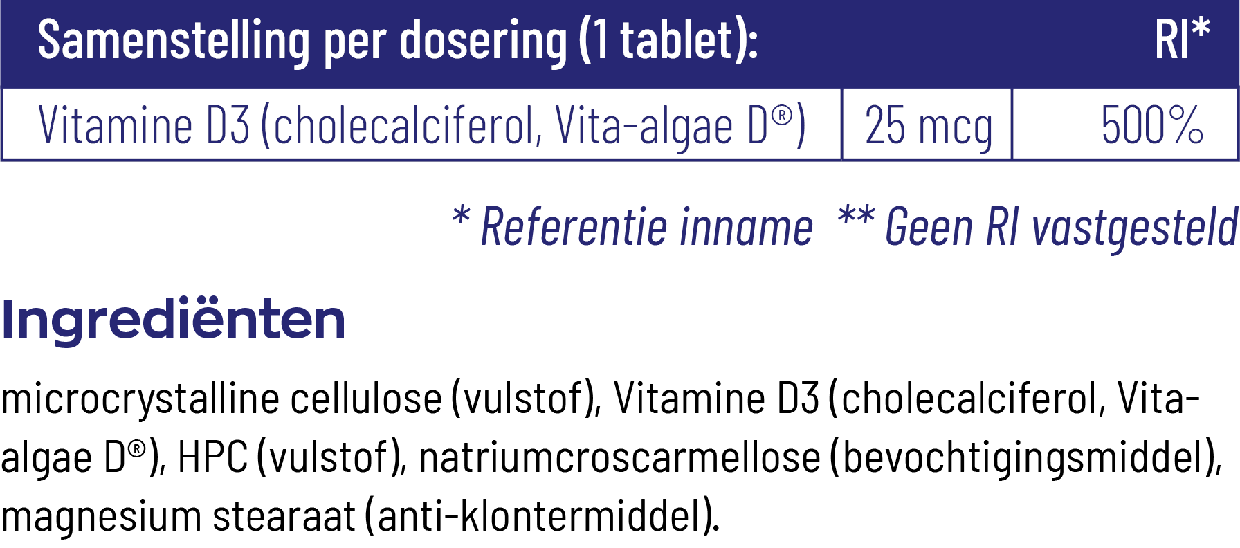 Vitakruid Vitamine D3 Vegan 25 Mcg / 1000 Ie (120 tabletten) - image 3