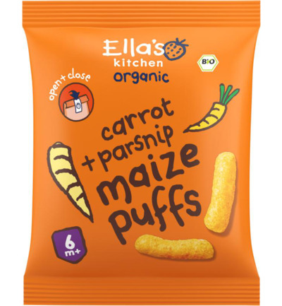 Ella'S Kitchen Maize Puffs Carrot/Parsnip 6+ Maanden Bio (20 gr)