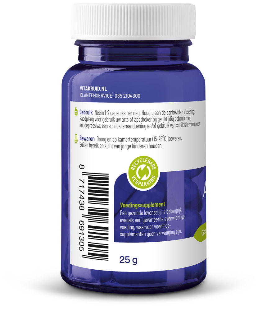 Vitakruid Ashwagandha 5% Withanoliden Ksm-66® & Bioperine® (60 vega capsules)