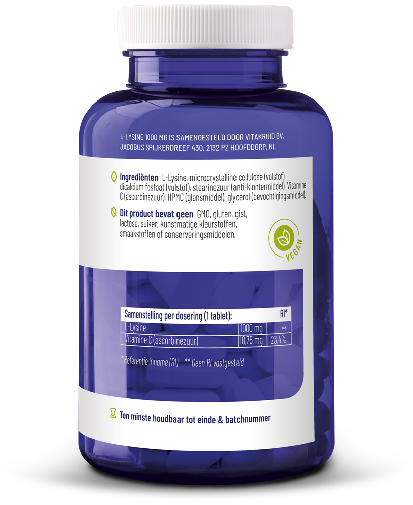 Vitakruid L-Lysine 1000Mg Met Vitamine C (90 tabletten) - image 2