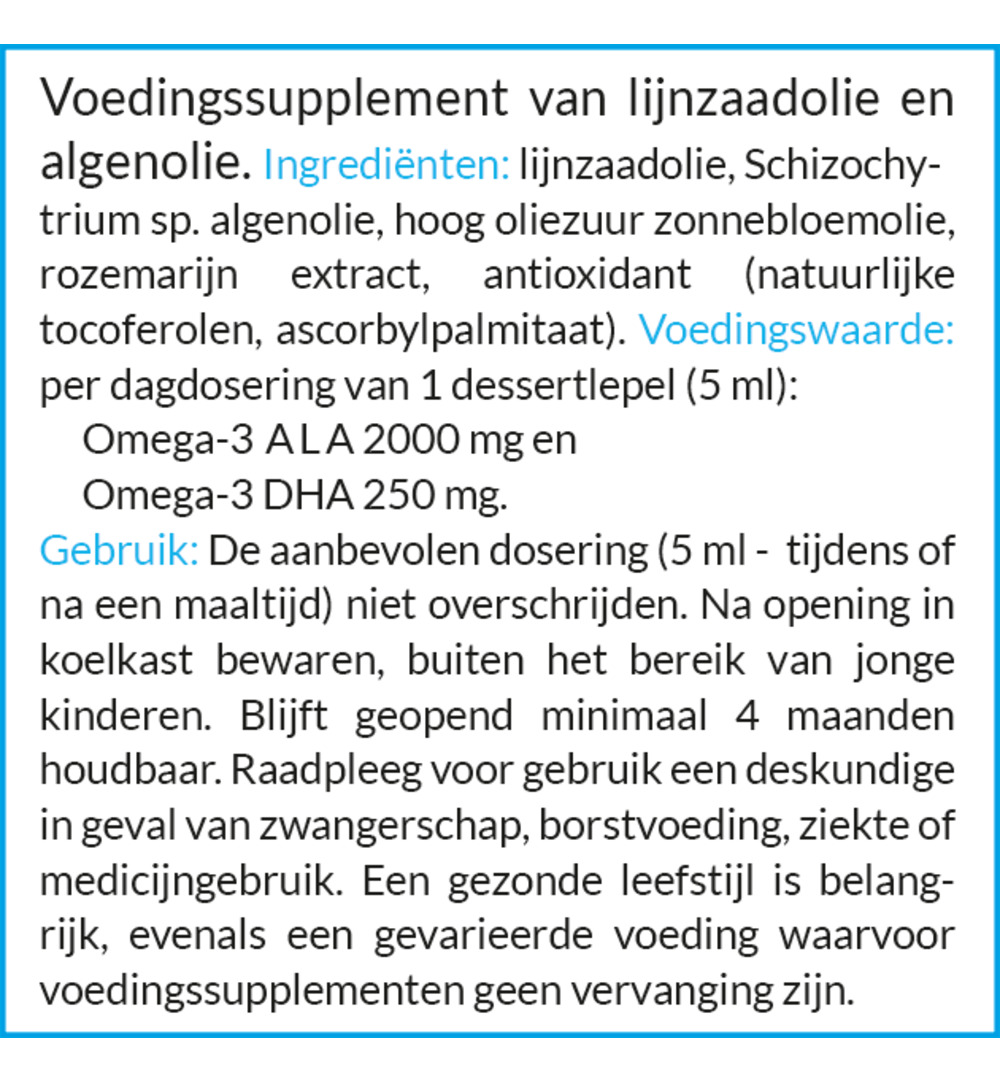 Arctic Blue Lijnzaad- & Algenolie Ala & Dha (150 ml) - image 3