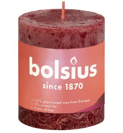 Bolsius Rustiekkaars Shine 80/68 Velvet Red (1 stuk)
