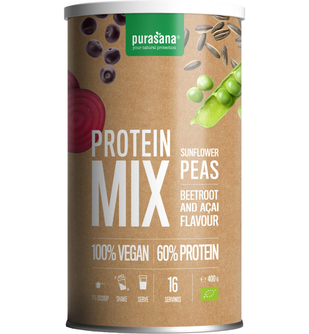 Purasana Protein Mix Pea Sunflower Beetroot Acai Vegan Bio (400 gr)