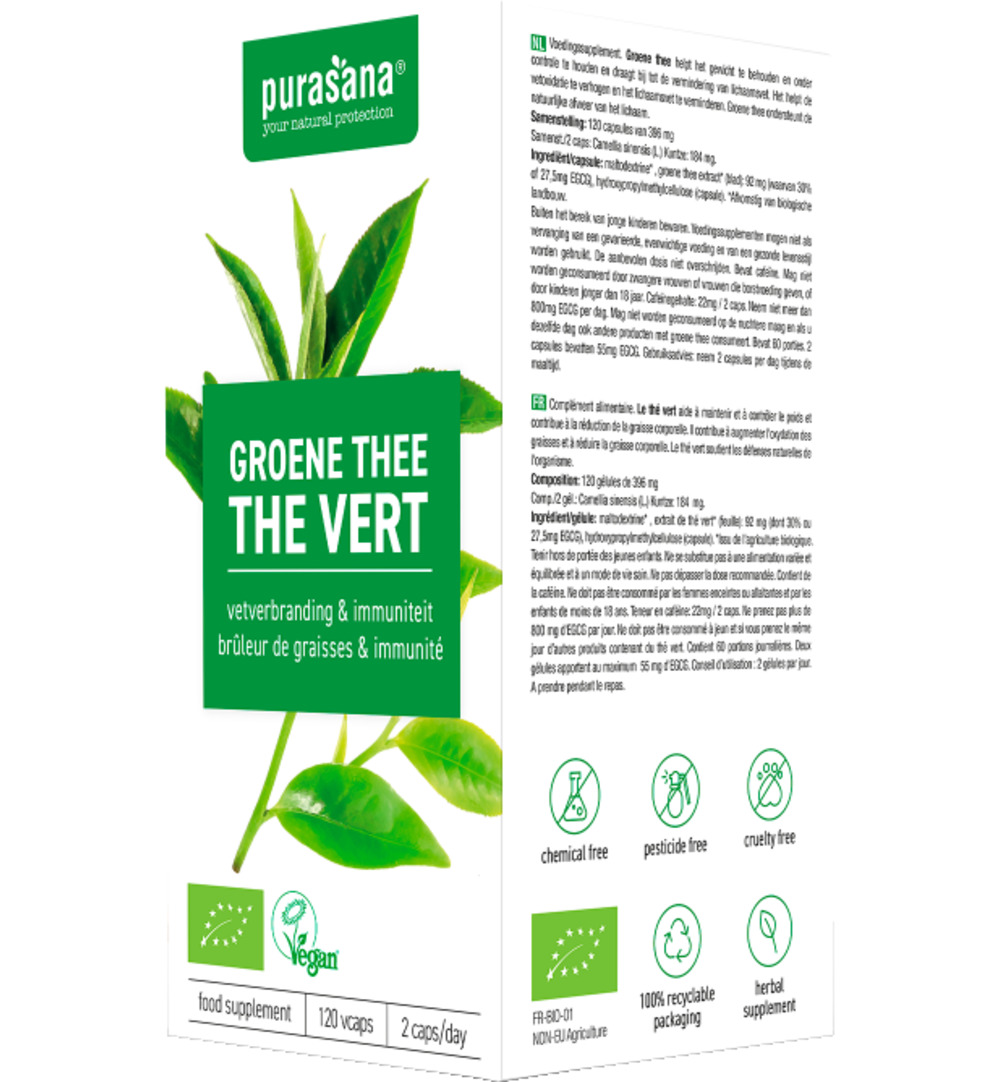 Purasanagroene Thee Extract - Vegan Bio (120 vega capsules)