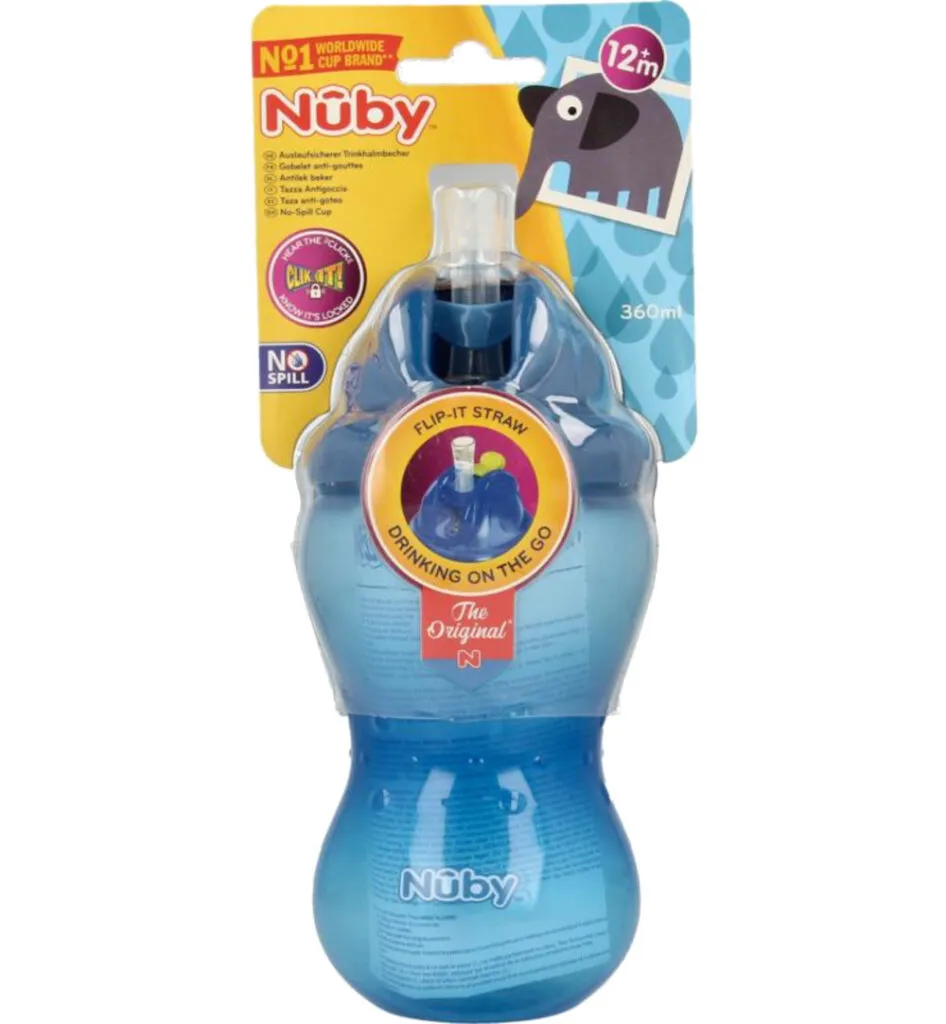 Nuby Flip it 360ml 12+ maanden blauw (1 stuk)