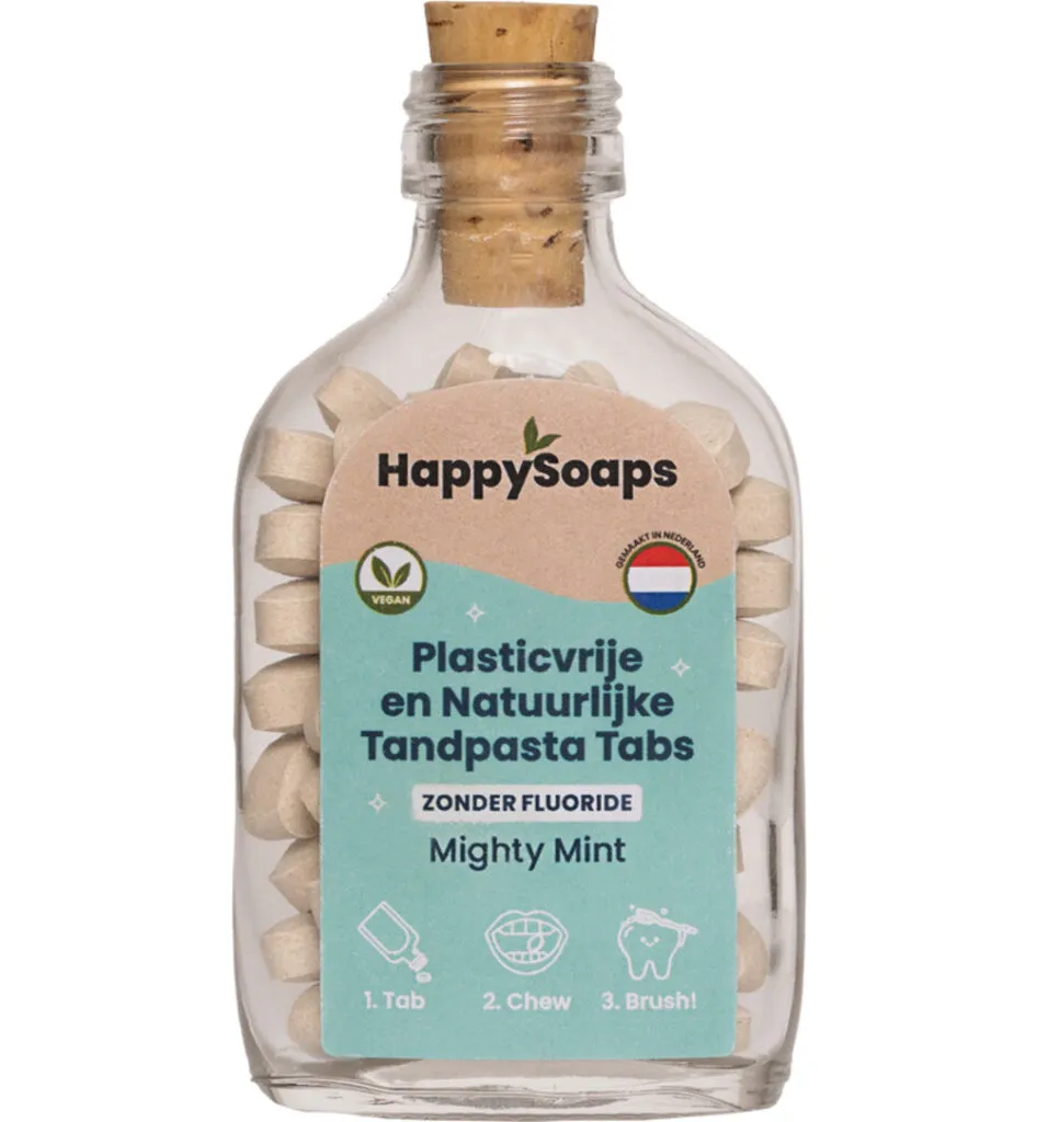 Happysoaps Tandpasta tabs zonder fluoride (62 tabletten)