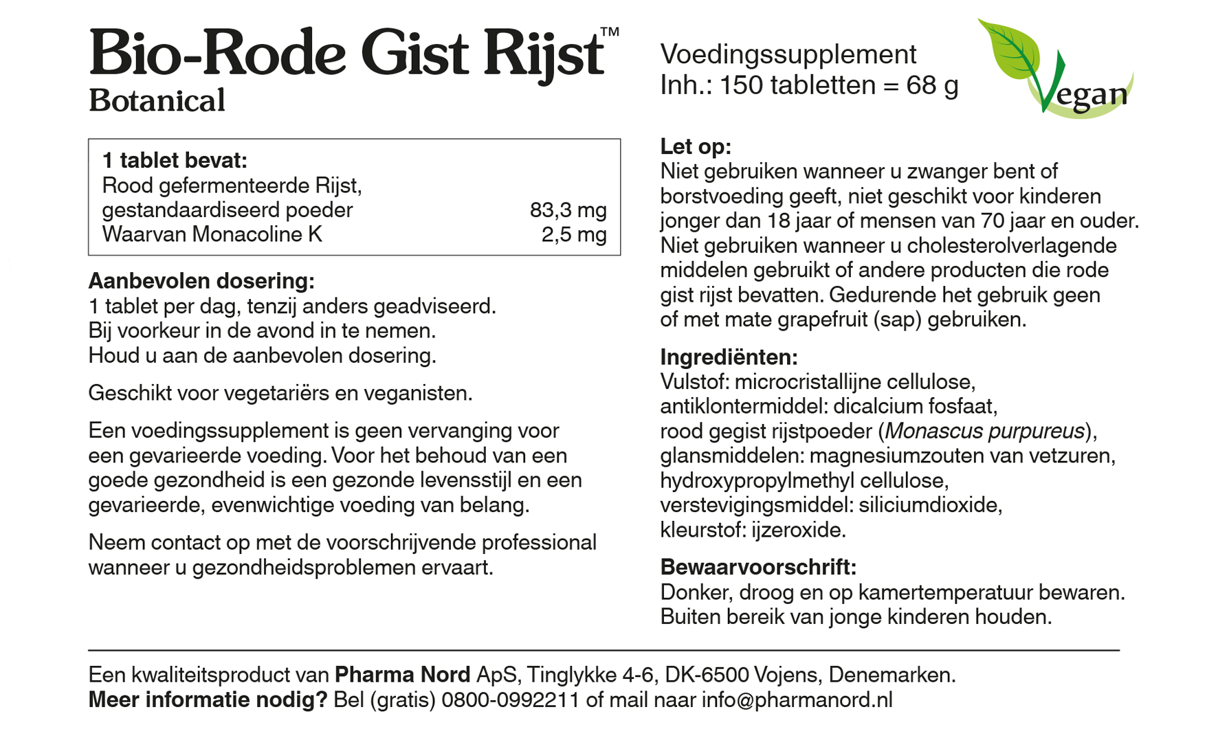 Pharma Nord Bio Rode Gist Rijst (150 tabletten)