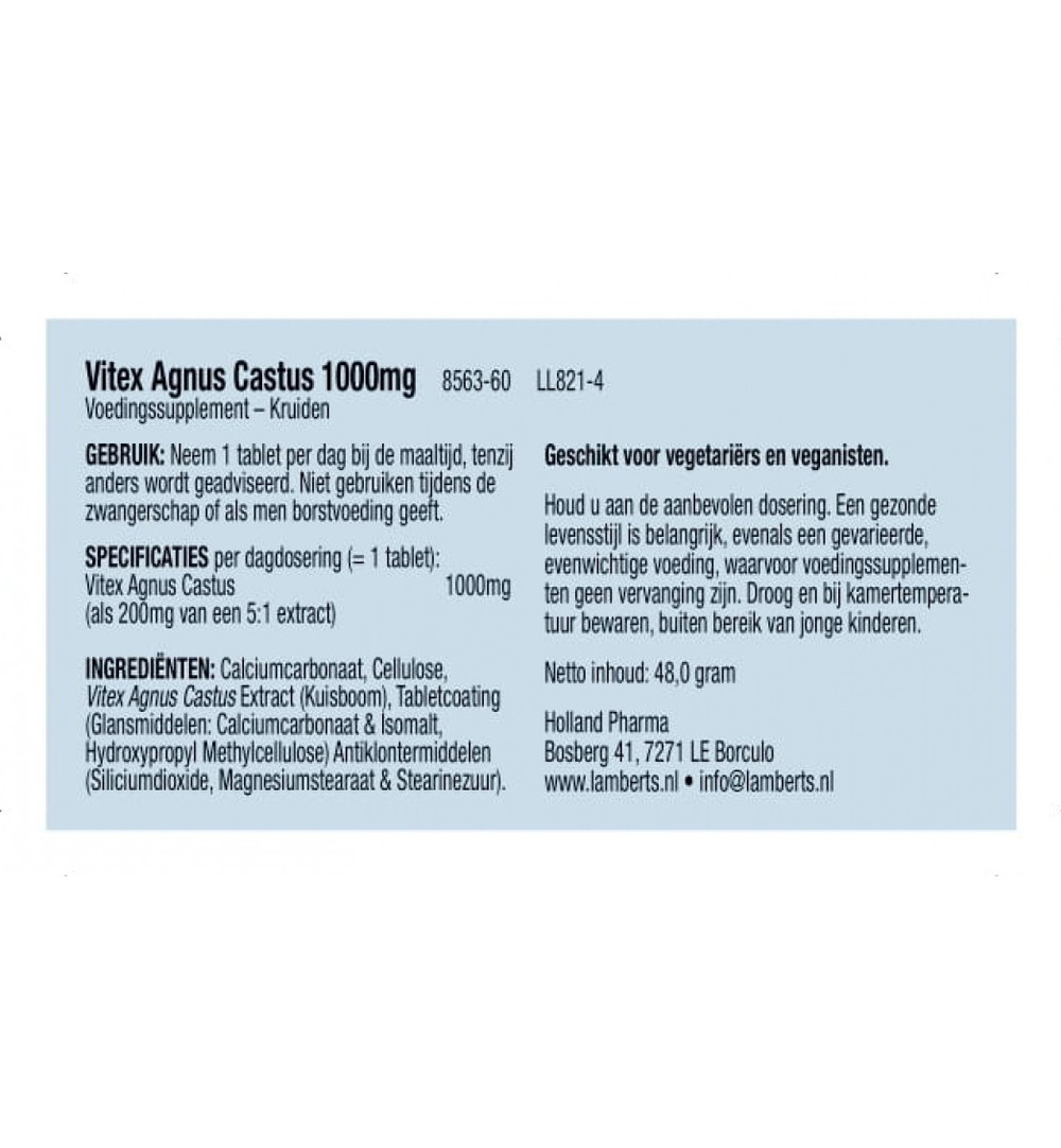 Lamberts Vitex agnus castus (60 tabletten)