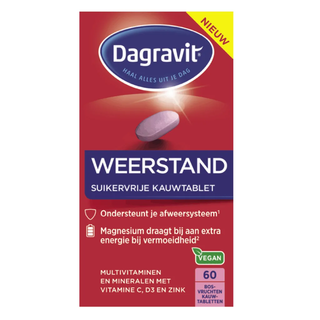 Dagravit Weerstand Suikervrij (60 kauwtabletten)