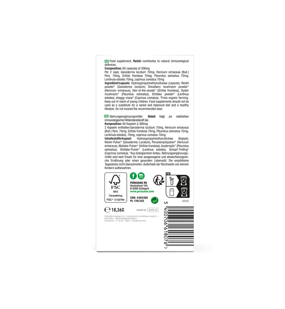 Purasana Funghi Mix Vegan Bio (60 vega capsules) - image 3