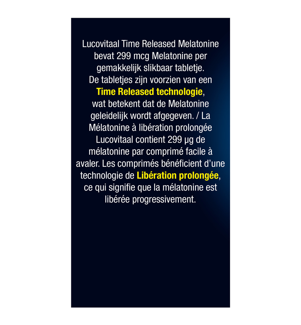 Lucovitaal Melatonine Puur 299mcg Time Released (200 tabletten) - image 5