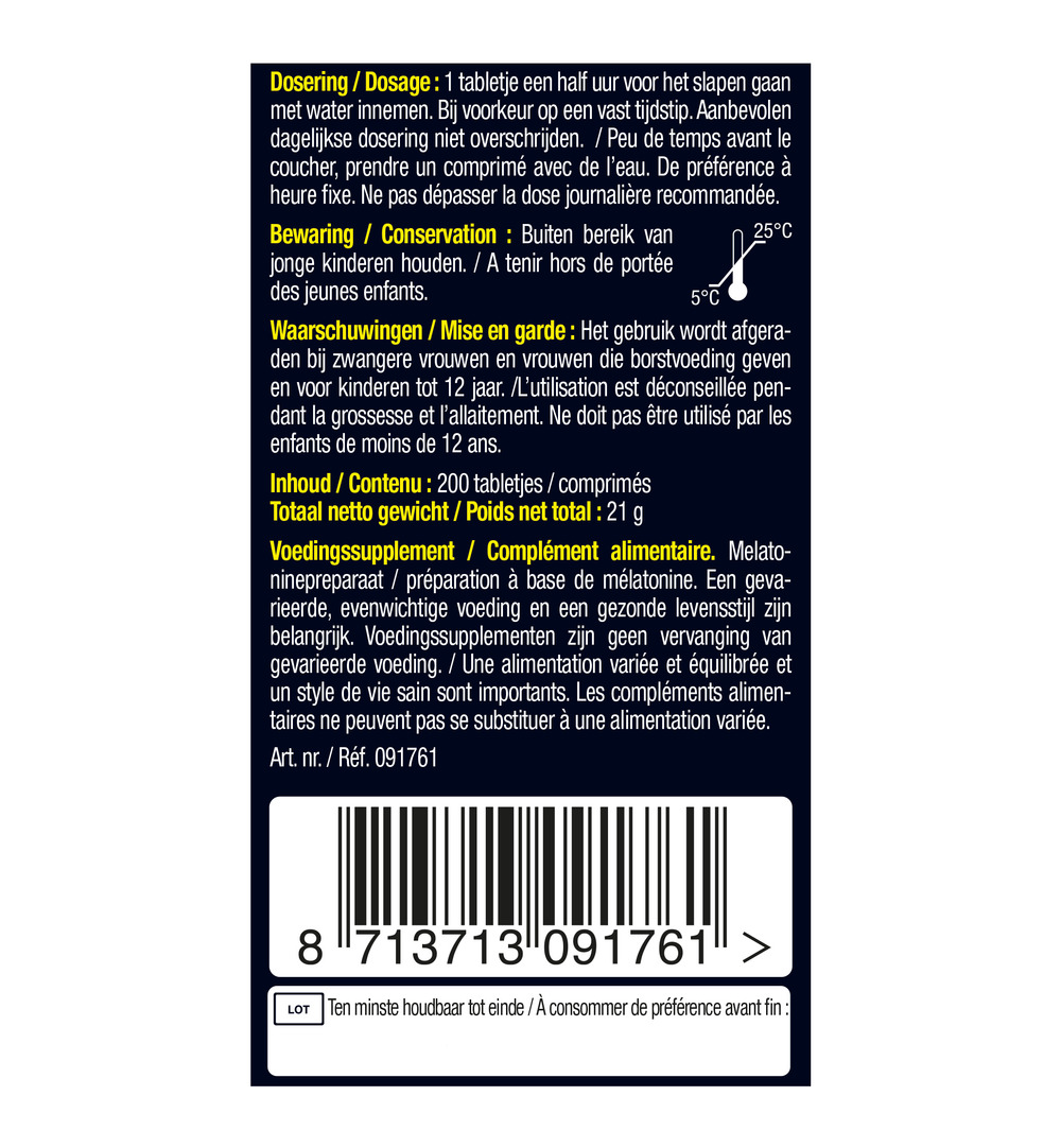 Lucovitaal Melatonine Puur 299mcg Time Released (200 tabletten) - image 6