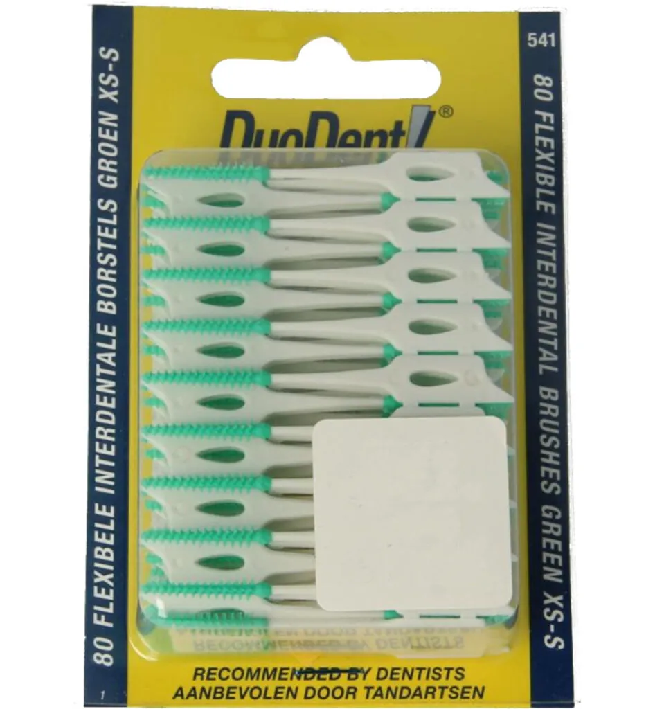 Duodent Duodent flexibele interdentale borstels xs-sgroen (80 stuks)