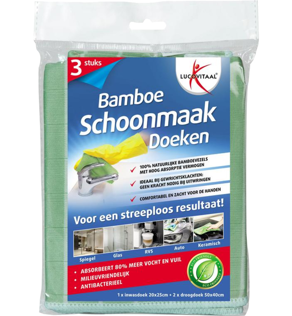 Lucovitaal Bamboe Schoonmaakdoekjes (3 stuks)