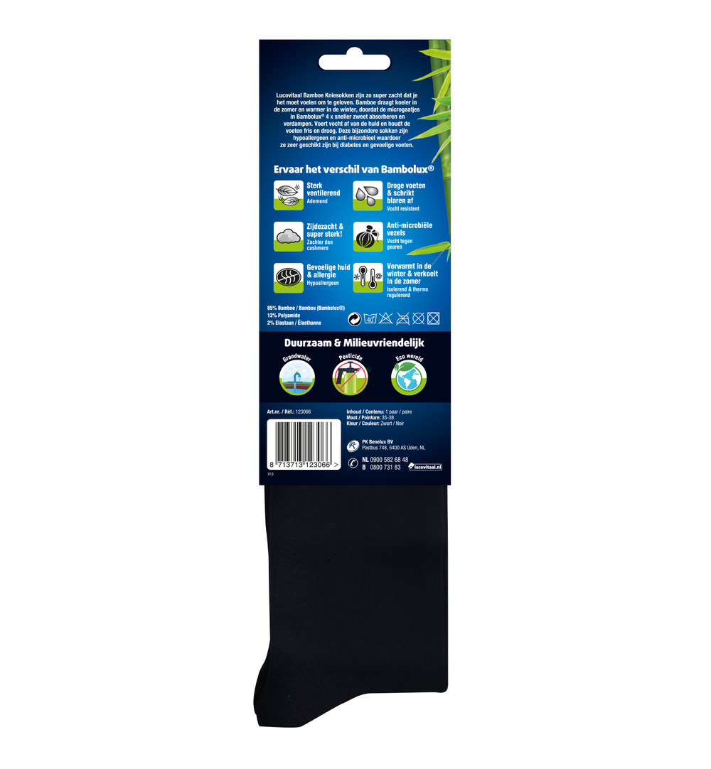 Lucovitaal Bamboe Kniesokken Zwart 35-38 (1 paar)
