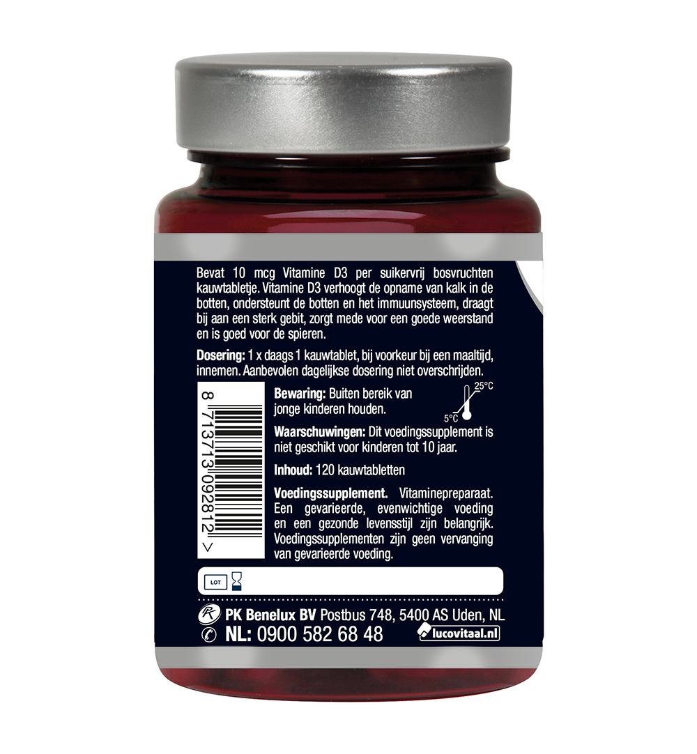 Lucovitaal Vitamine D3 10mcg (60 kauwtabletten) - image 3