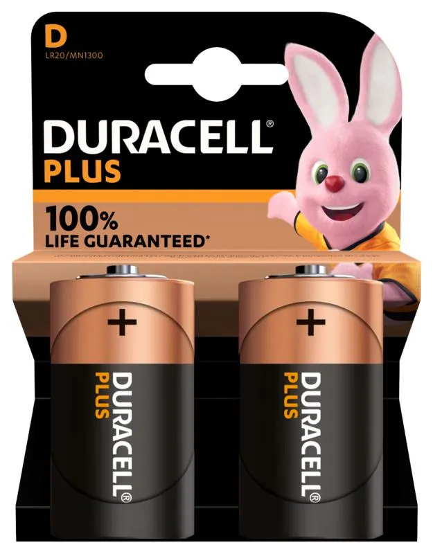 Duracell Alka plus D (2 stuks)