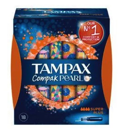 Tampax Tampons compak pearl super plus (18 stuks)