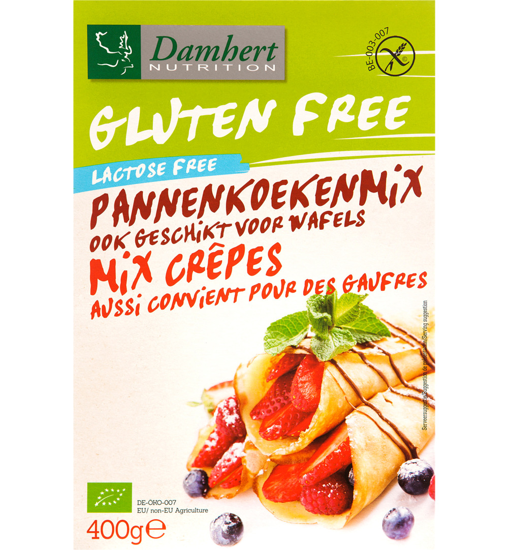 Damhert Pannenkoeken En Wafelmix Gluten- & Lactosevrij Bio (400 gr)