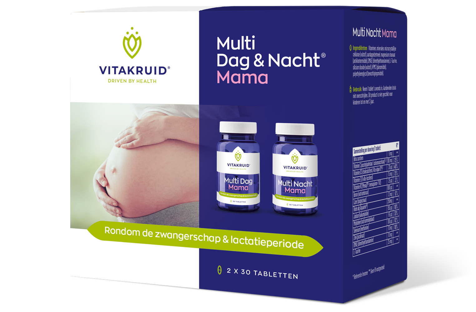 Vitakruid Multi Dag & Nacht Mama 100% Vegan (2 X 30 tabletten)