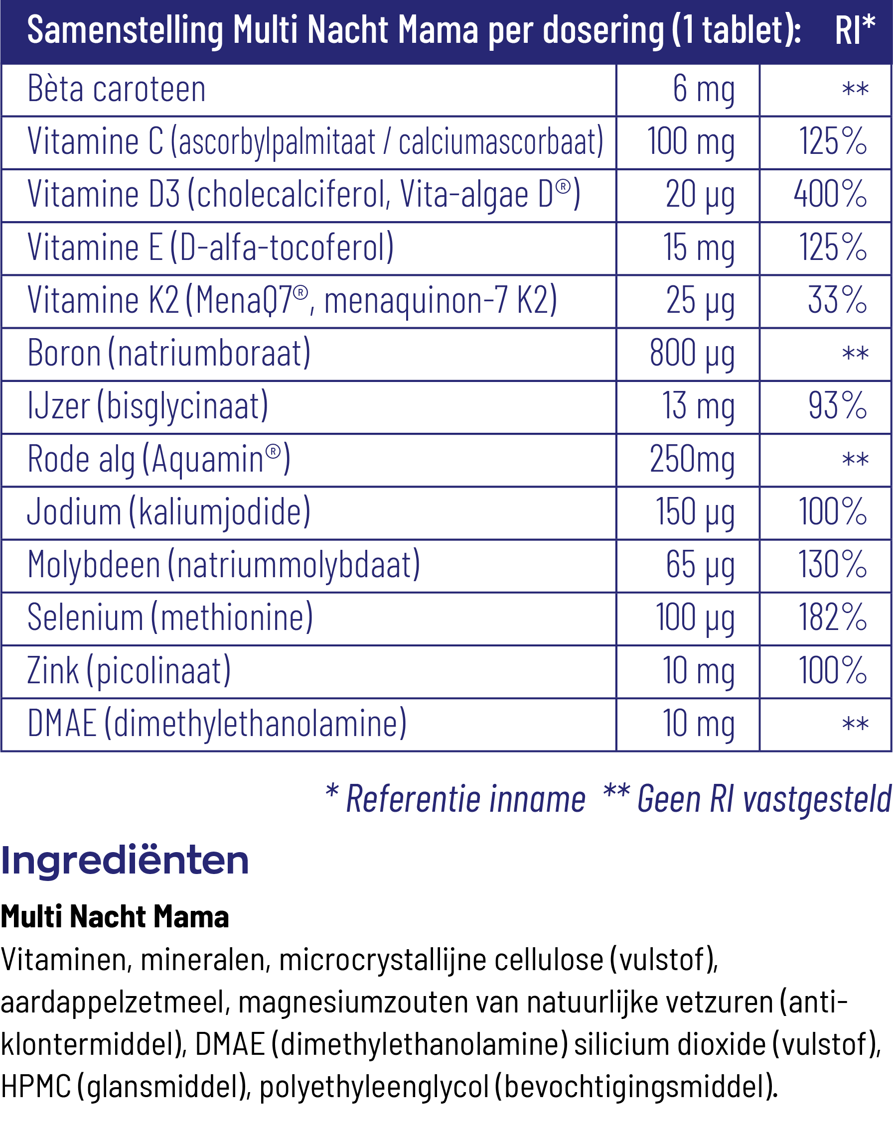 Vitakruid Multi Dag & Nacht Mama 100% Vegan (2 X 30 tabletten) - image 2