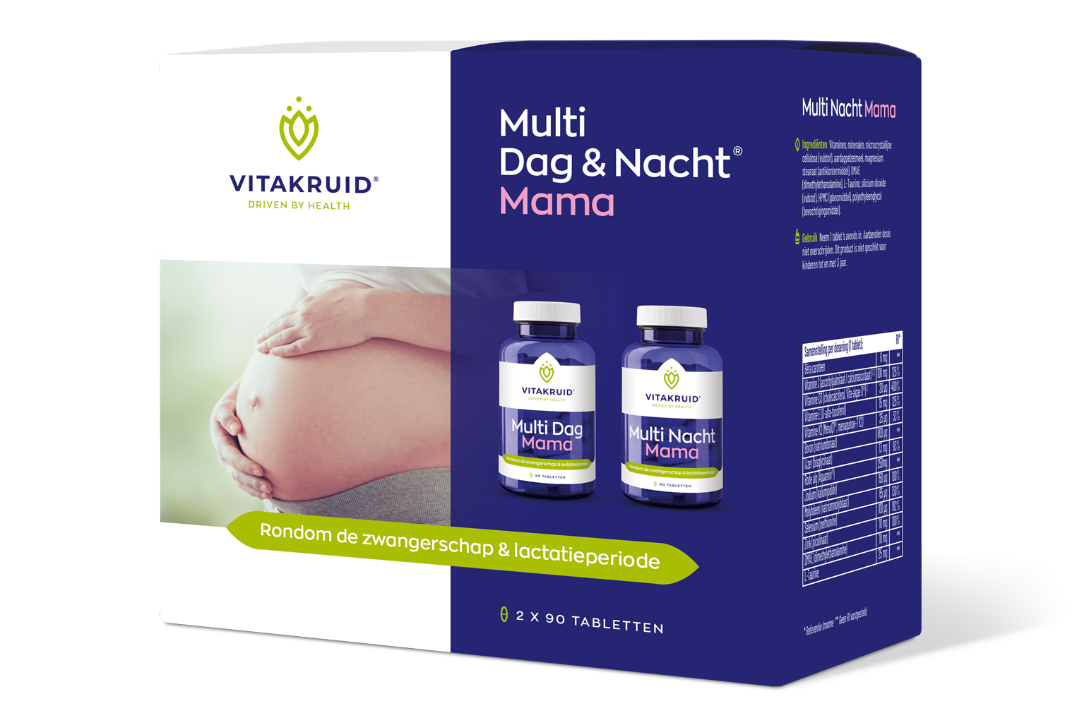 Vitakruid Multi Dag & Nacht Mama 100% Vegan (2 X 90 tabletten)