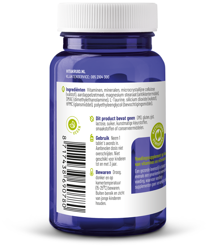 Vitakruid Multi Nacht Mama 100% Vegan (30 tabletten)