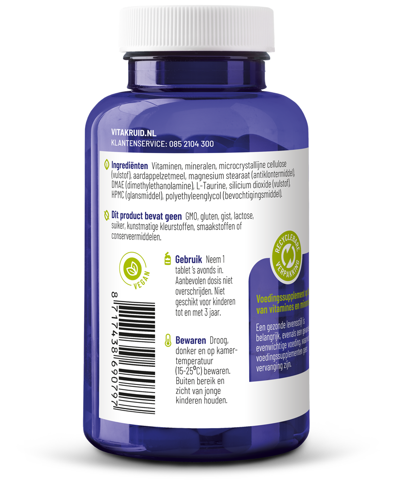 Vitakruid Multi Nacht Mama 100% Vegan (90 tabletten)