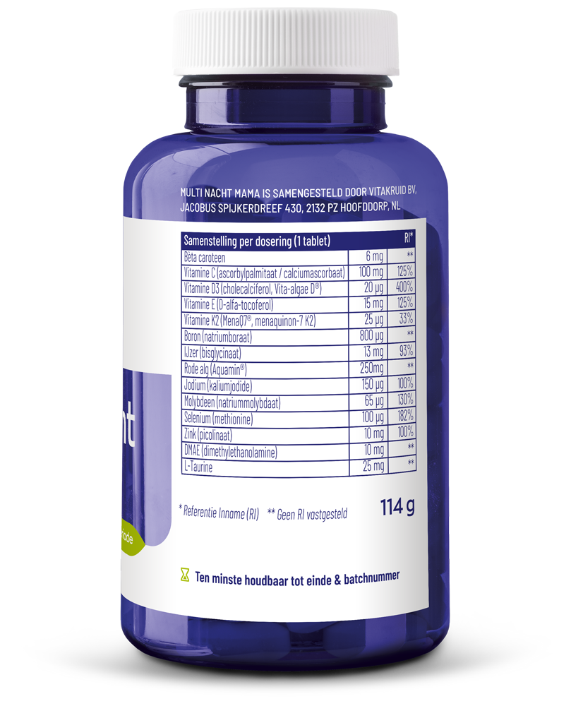 Vitakruid Multi Nacht Mama 100% Vegan (90 tabletten) - image 2