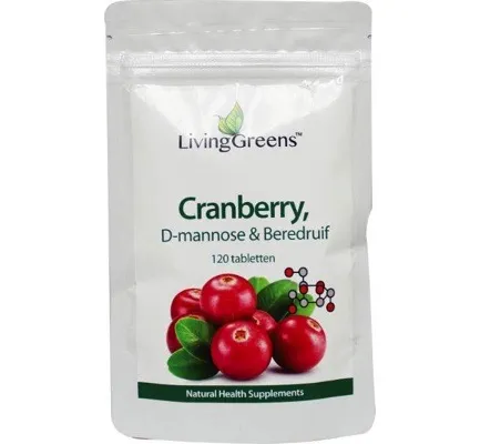 LivingGreens Cranberry met D Mannose (120 tabletten)