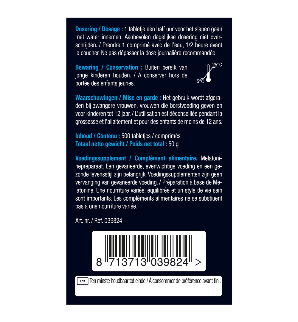 Lucovitaal Melatonine Puur 299mcg (500 tabletten) - image 6