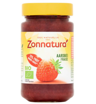 Zonnatura Fruitspread aardbei 75% bio (250 gr)