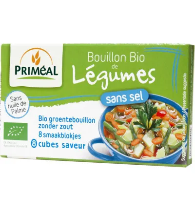 Priméalgroentebouillon Blokjes Zonder Zout 9Gram Bio (8 X 9 gr)