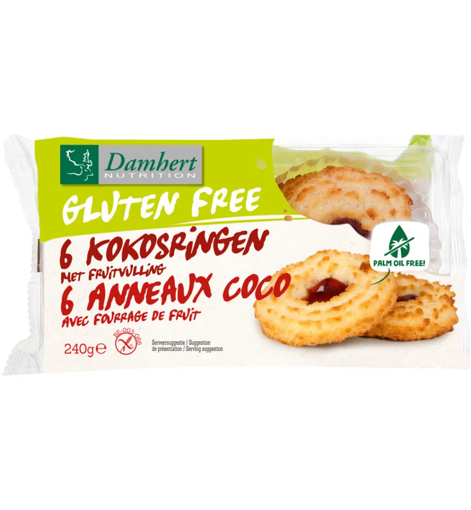 Damhert Kokosringen Fruitvulling Glutenvrij (240 gr)