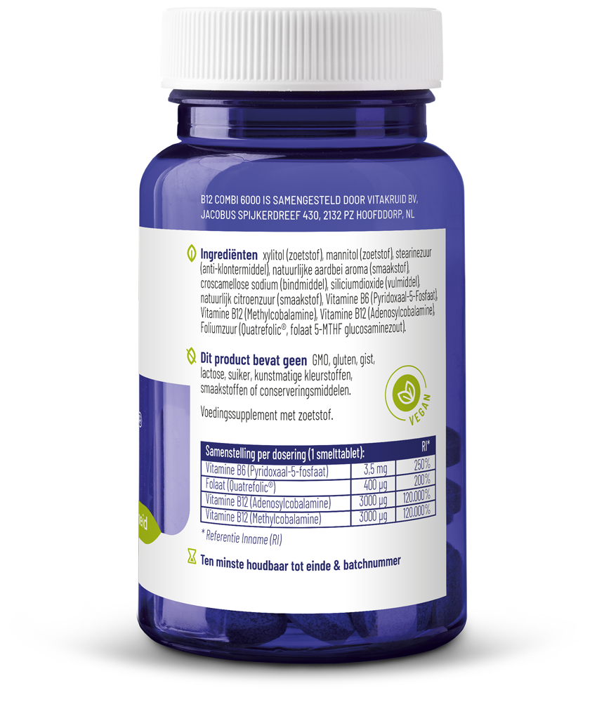 Vitakruid B12 Combi 6.000® Met Actief Folaat Vitamine (60 Smelttabletten) - image 2