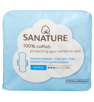 Sanature Maandverband normaal 100% katoen (10 stuks)
