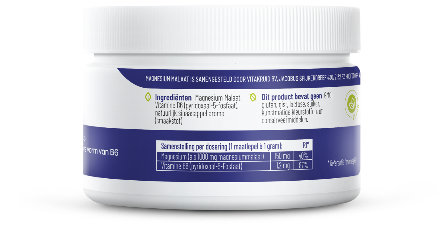 Vitakruid Magnesium Malaat Met Vitamine B6 (P-5-P) (120 gr) - image 2