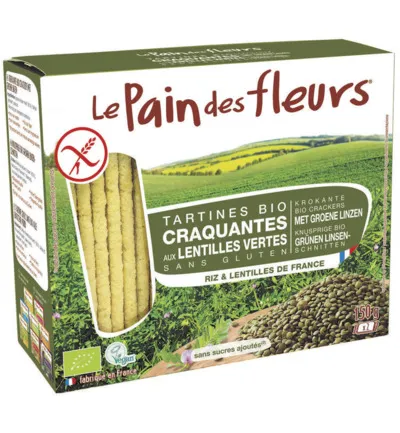 Le Pain Des Fleurs Crackersgroene Linzen Bio (150 gr)