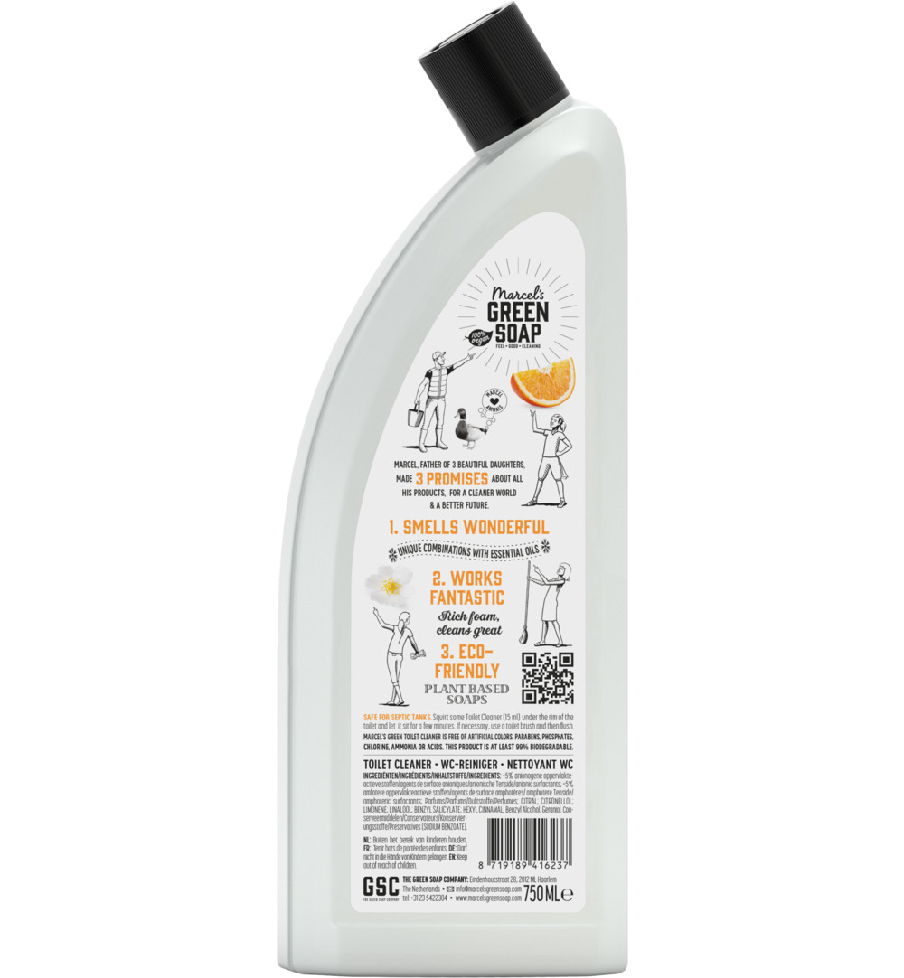 Marcel's Green Soap Toiletreiniger sinaasappel & jasmijn (750 ml)